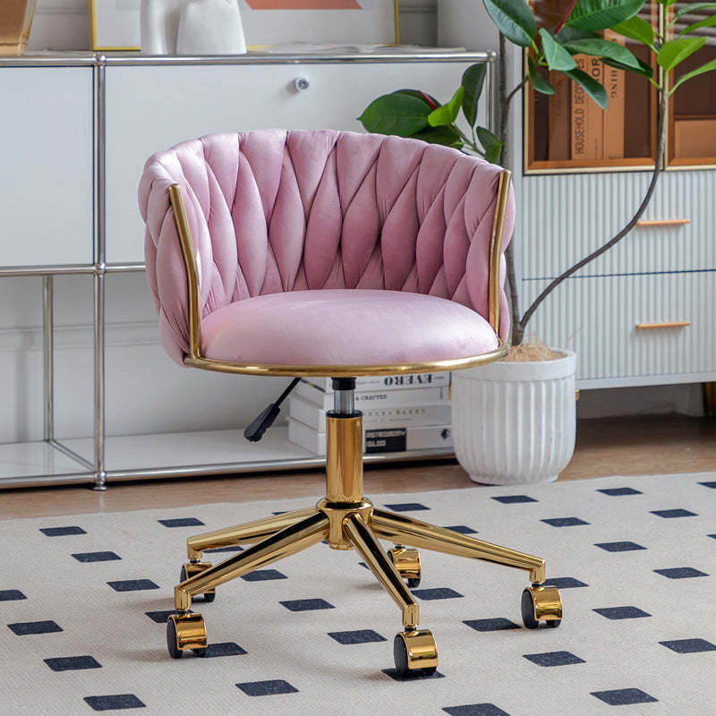 Contemporary Round Velvet Adjustable Vanity Stool