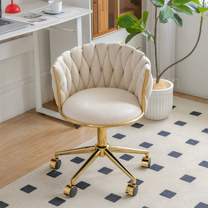 Contemporary Round Velvet Adjustable Vanity Stool