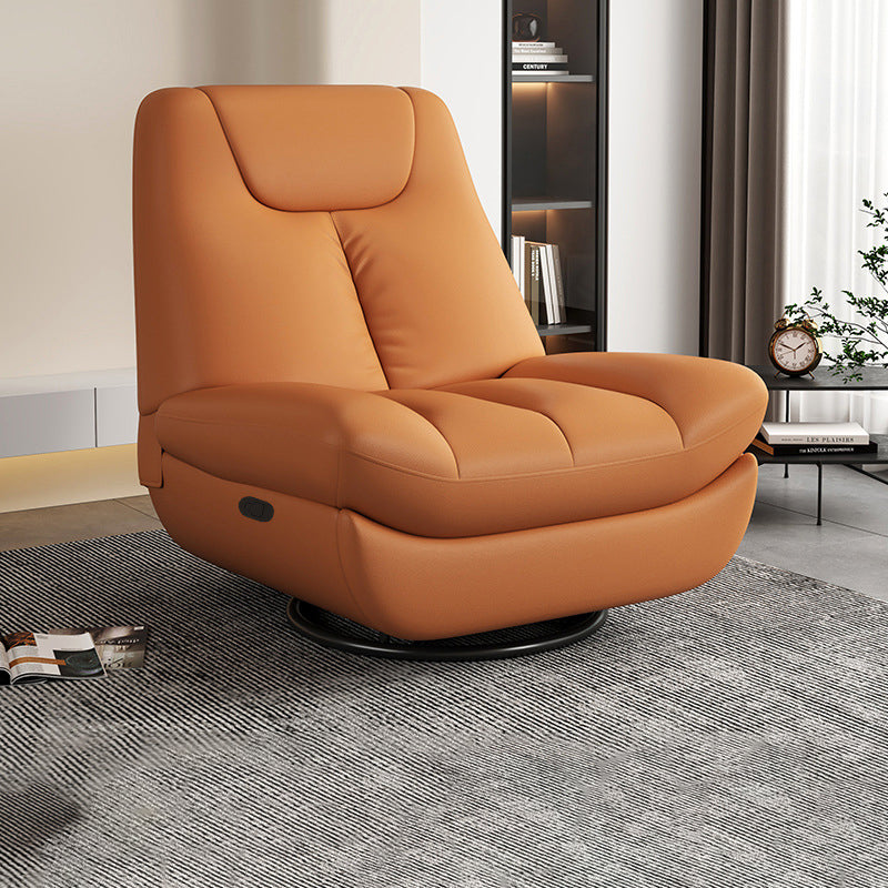 Scandinavian Leather Steel Swivel Accent Chair