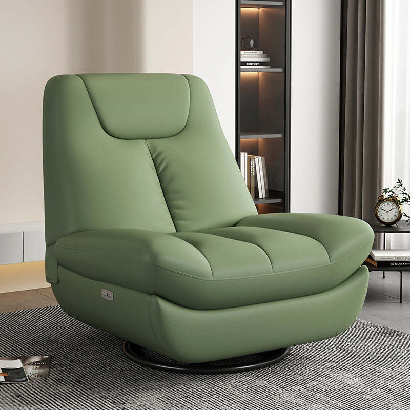 Scandinavian Leather Steel Swivel Accent Chair
