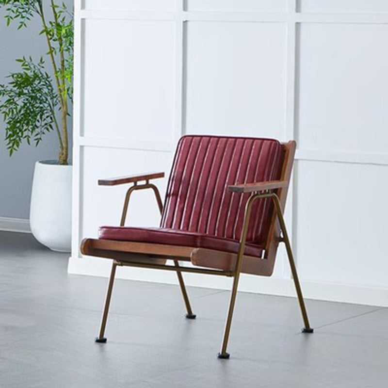Contemporary Faux Leather Metal Accent Chair