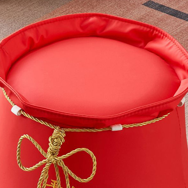 Chinese Round Leather Upholstered Pouf