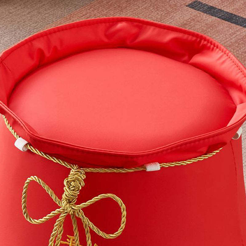 Chinese Round Leather Upholstered Pouf