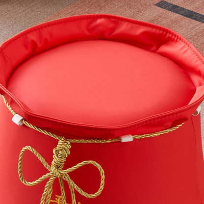 Chinese Round Leather Upholstered Pouf