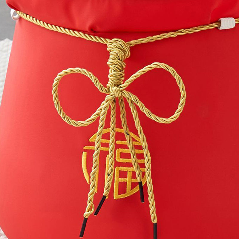 Chinese Round Leather Upholstered Pouf