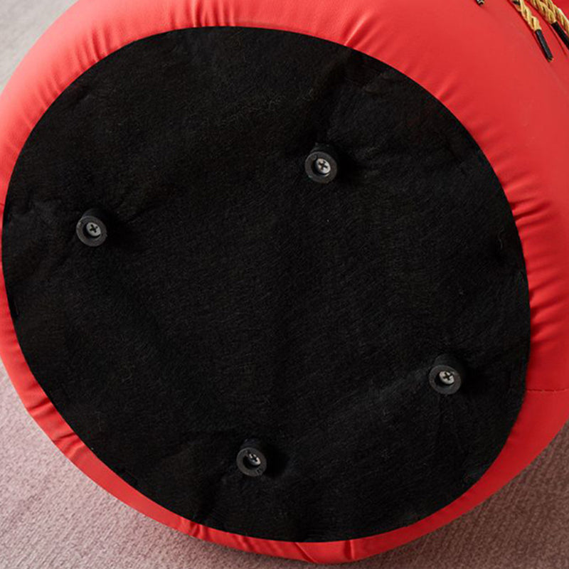 Chinese Round Leather Upholstered Pouf