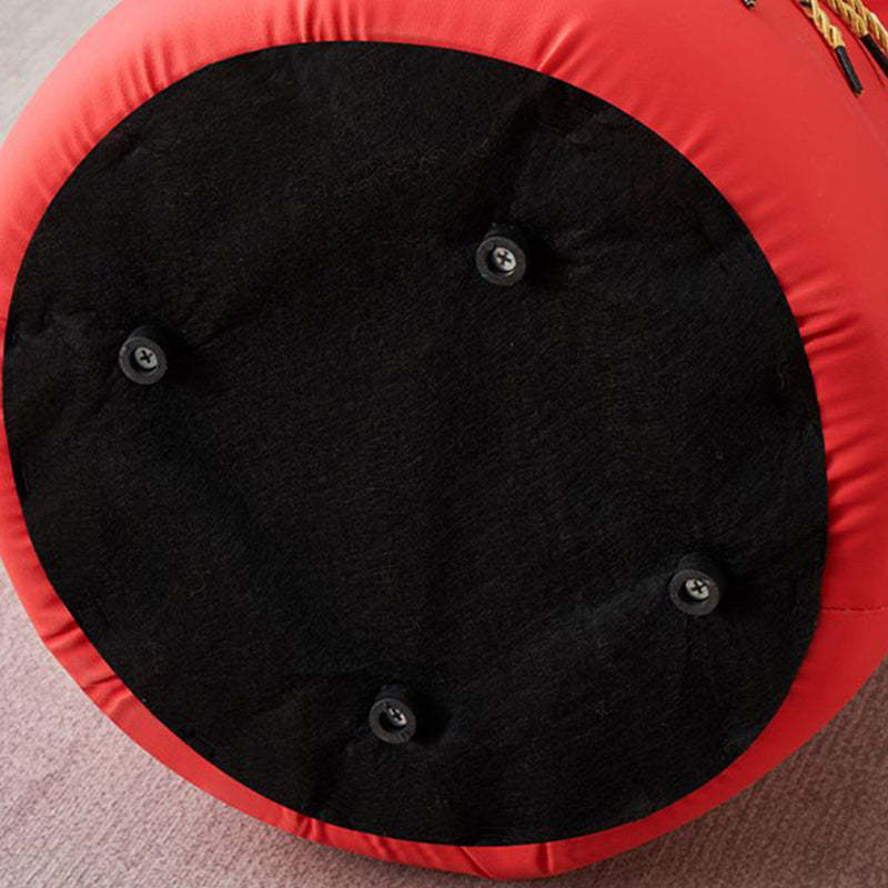 Chinese Round Leather Upholstered Pouf