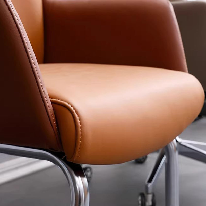 Minimalist Leather Adjustable Swivel Desk Chair — B - Brown