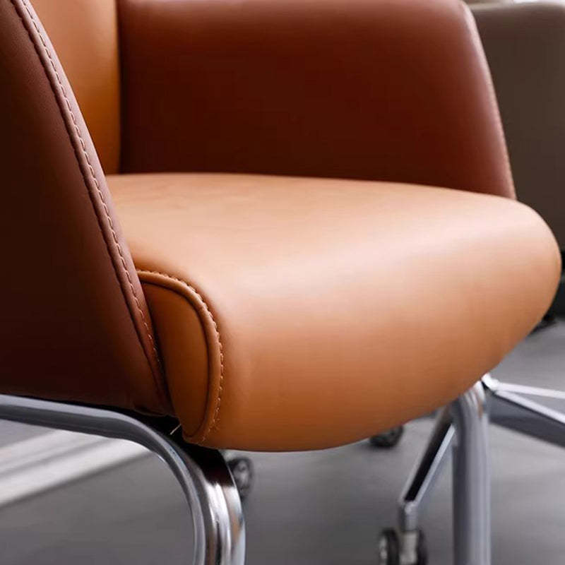 Minimalist Leather Adjustable Swivel Desk Chair — B - Brown