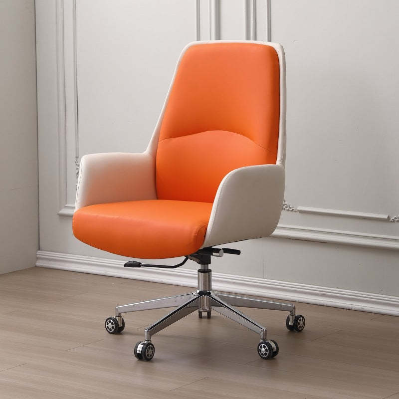 Minimalist Leather Adjustable Swivel Desk Chair — A - Black
