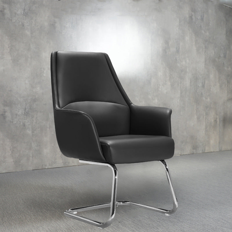 Minimalist Leather Adjustable Swivel Desk Chair — A - Orange