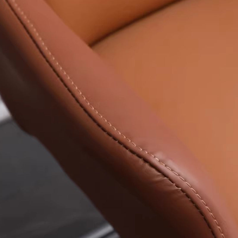 Minimalist Leather Adjustable Swivel Desk Chair — B - Black