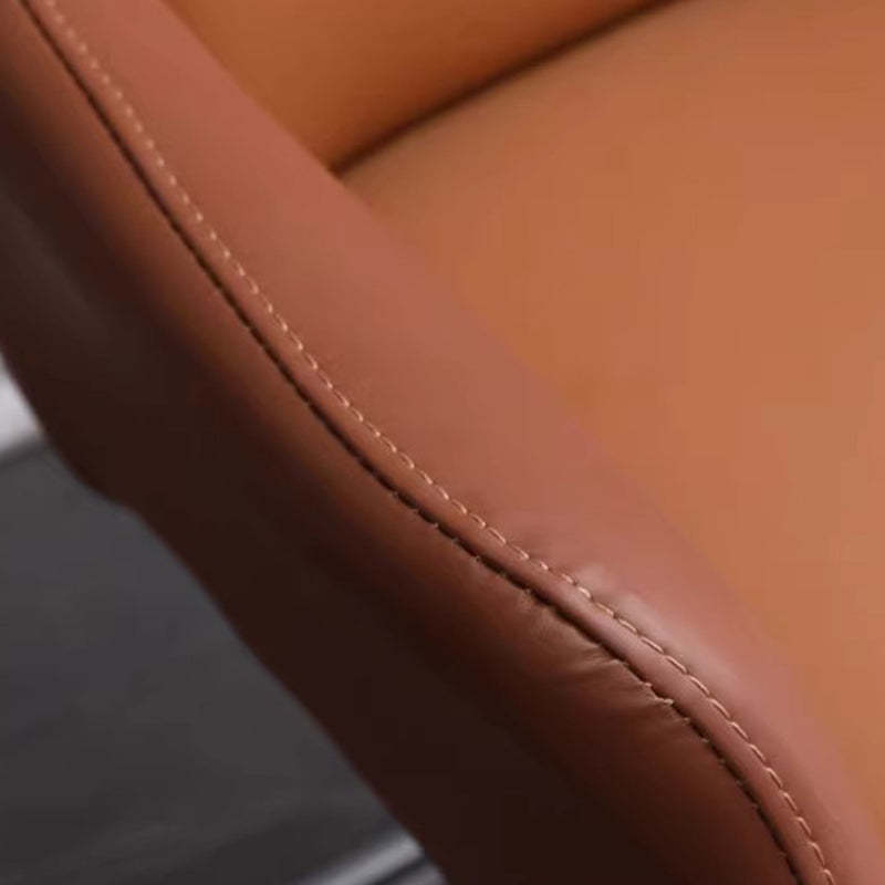 Minimalist Leather Adjustable Swivel Desk Chair — B - Black
