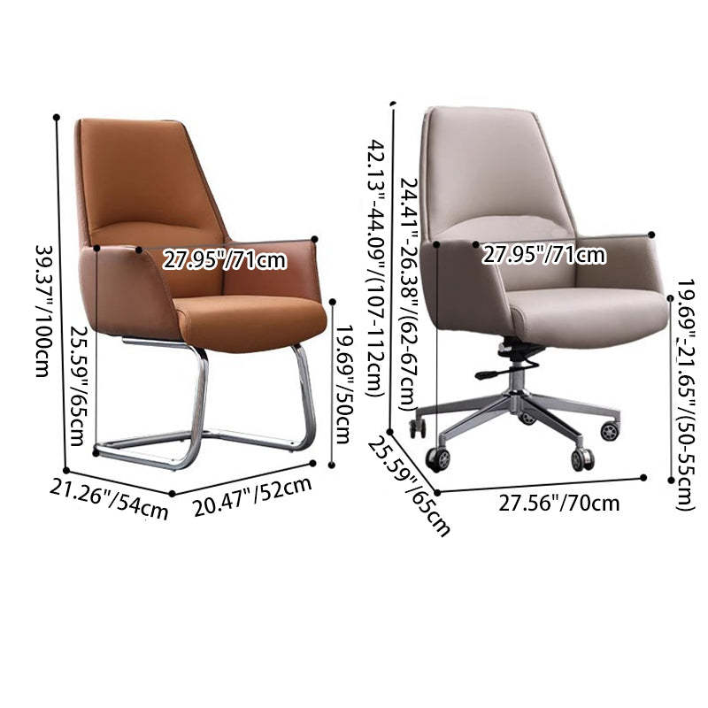 Minimalist Leather Adjustable Swivel Desk Chair — A - Brown