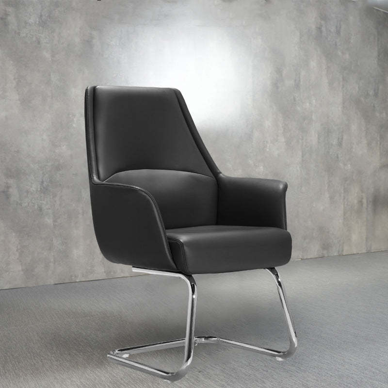 Minimalist Leather Adjustable Swivel Desk Chair — A - Orange