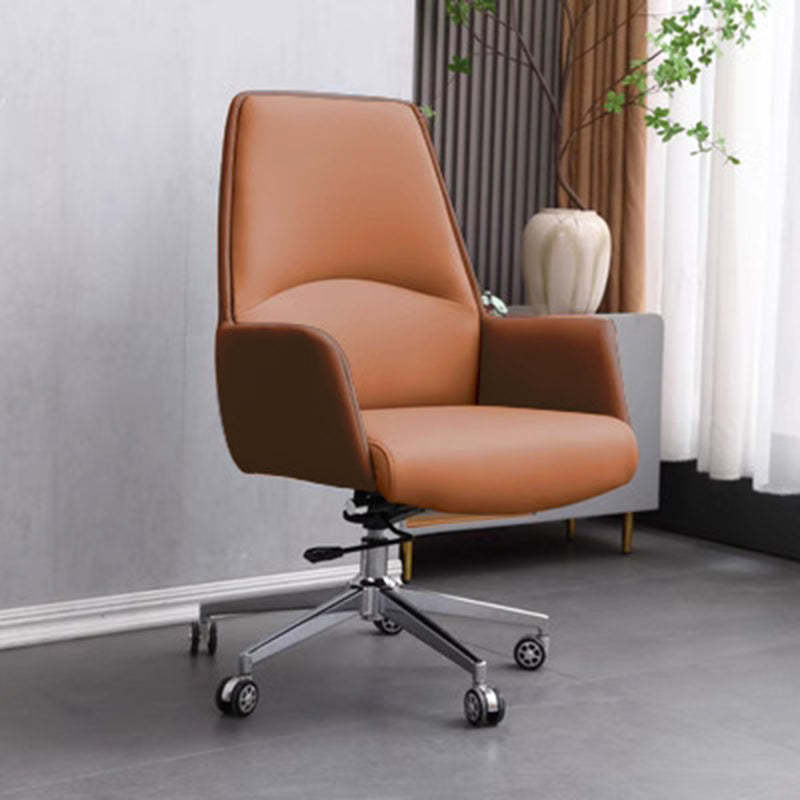 Lighom desk leather office chairs for office — 27.6" L x 25.6" W x 42.1"-44.1" H / Brown