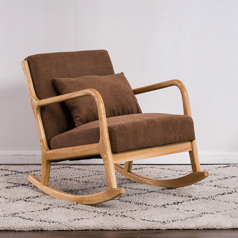 Japanese Fabric Upholstered Wood Recliner