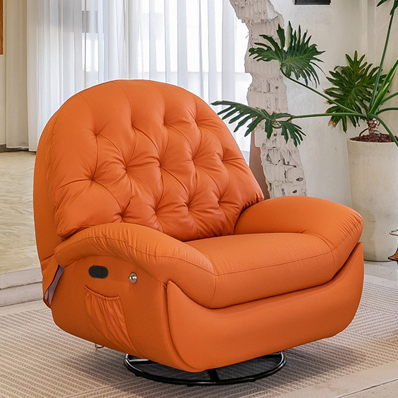 Scandinavian Tufted Leather Steel Accent Chair — Green