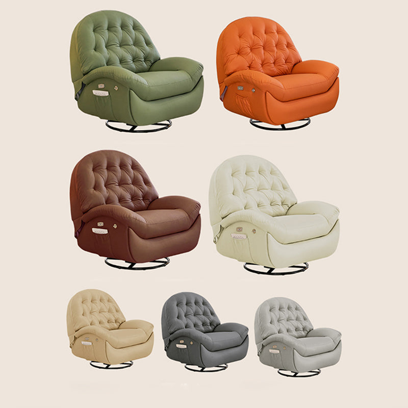 Scandinavian Tufted Leather Steel Accent Chair