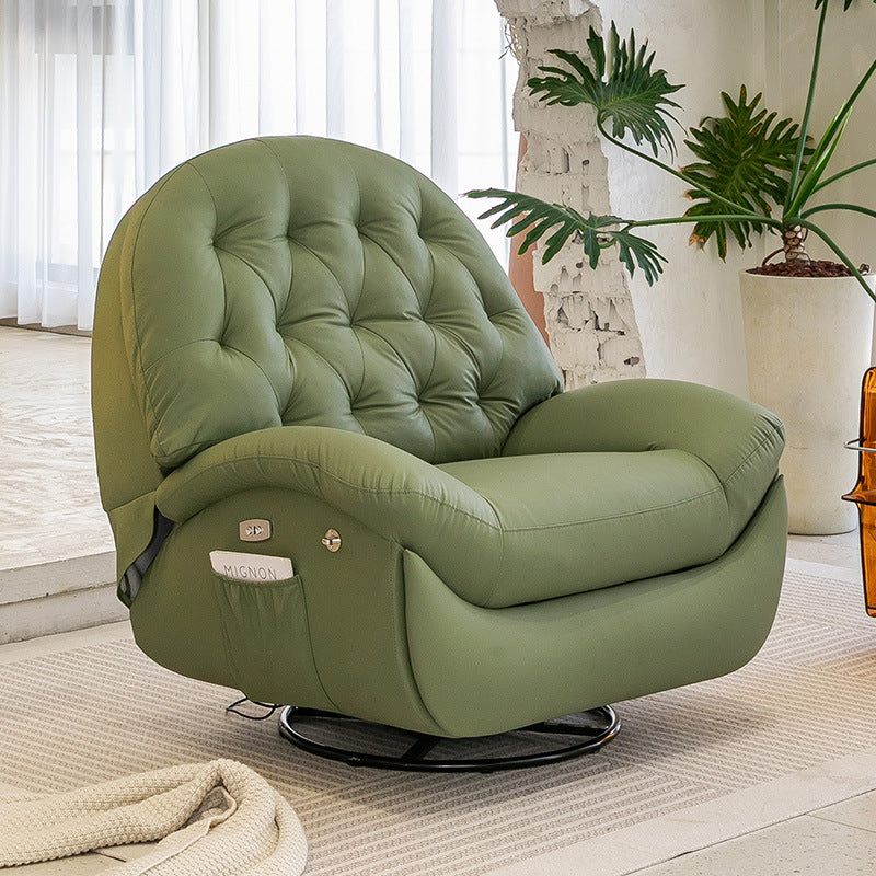 Scandinavian Tufted Leather Steel Accent Chair