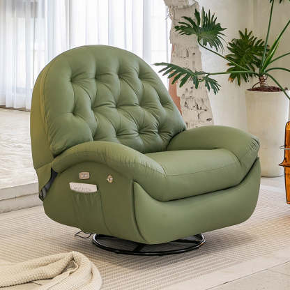 Scandinavian Tufted Leather Steel Accent Chair