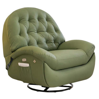 Scandinavian Tufted Leather Steel Accent Chair
