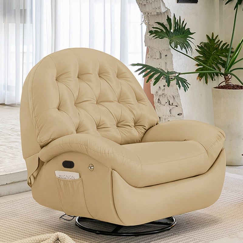 Scandinavian Tufted Leather Steel Accent Chair — Brown