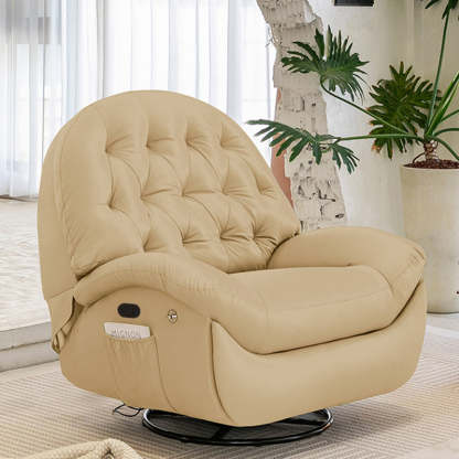 Scandinavian Tufted Leather Steel Accent Chair — Brown