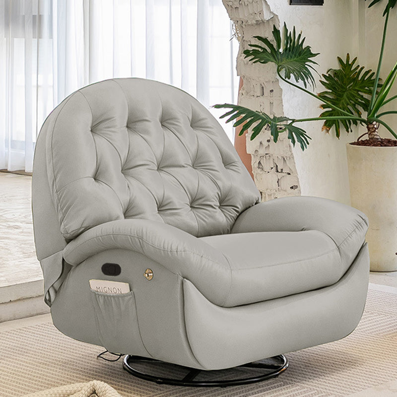 Scandinavian Tufted Leather Steel Accent Chair