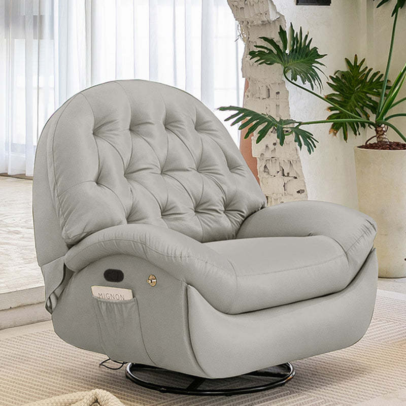 Scandinavian Tufted Leather Steel Accent Chair