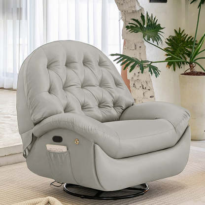 Scandinavian Tufted Leather Steel Accent Chair