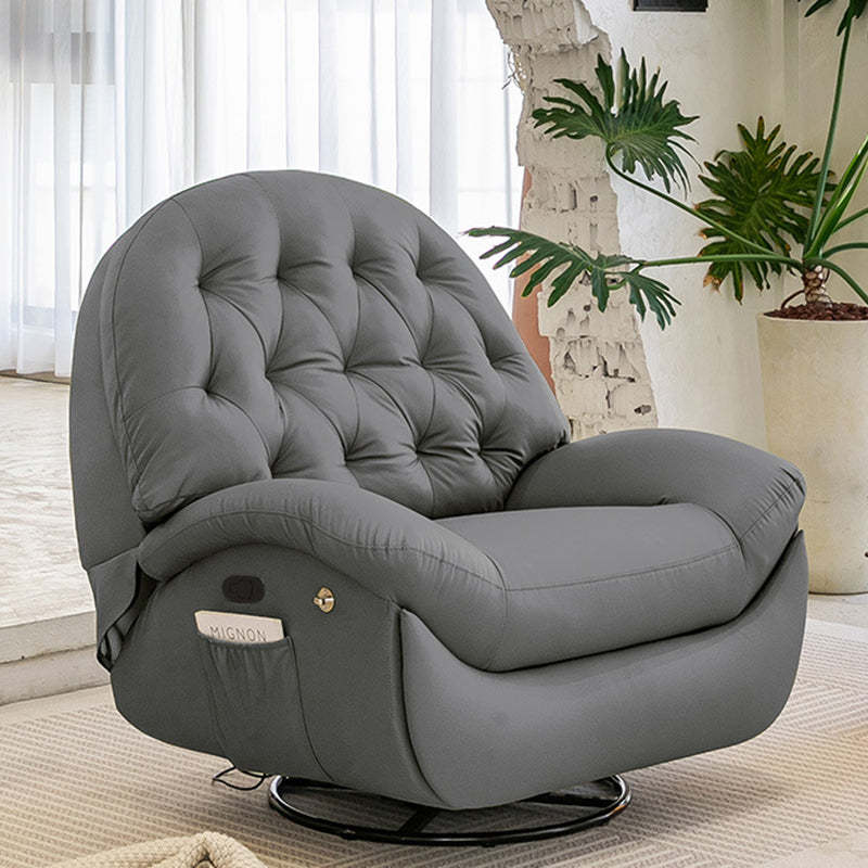 Scandinavian Tufted Leather Steel Accent Chair