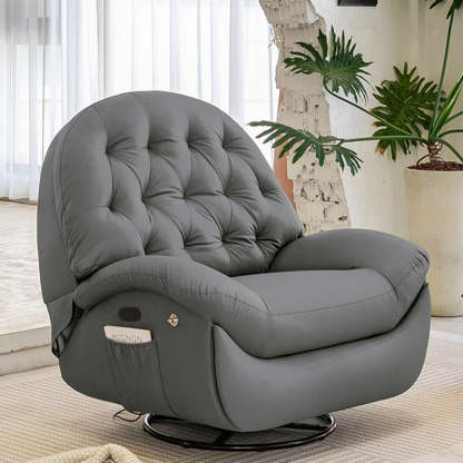 Scandinavian Tufted Leather Steel Accent Chair