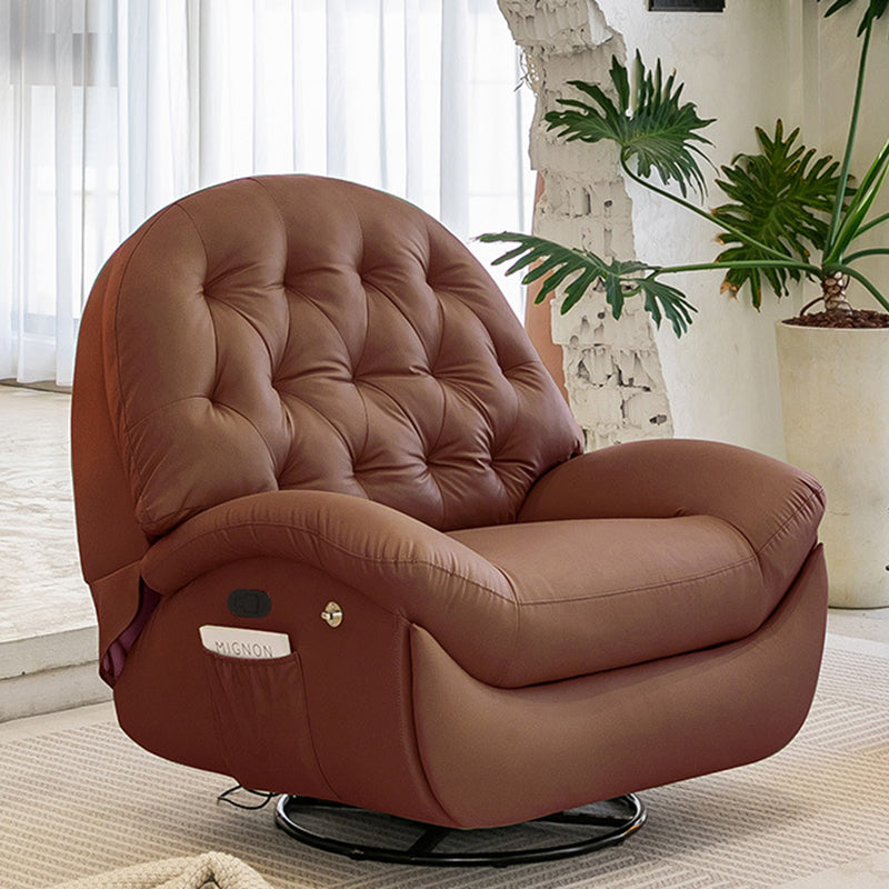 Scandinavian Tufted Leather Steel Accent Chair