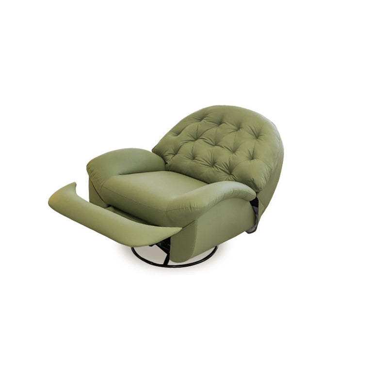 Scandinavian Tufted Leather Steel Accent Chair