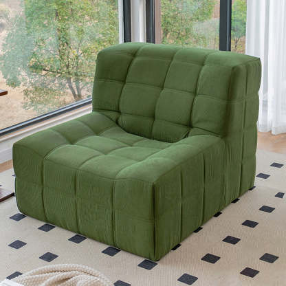 Nordic Corduroy Solid Wood Accent Chair — Green