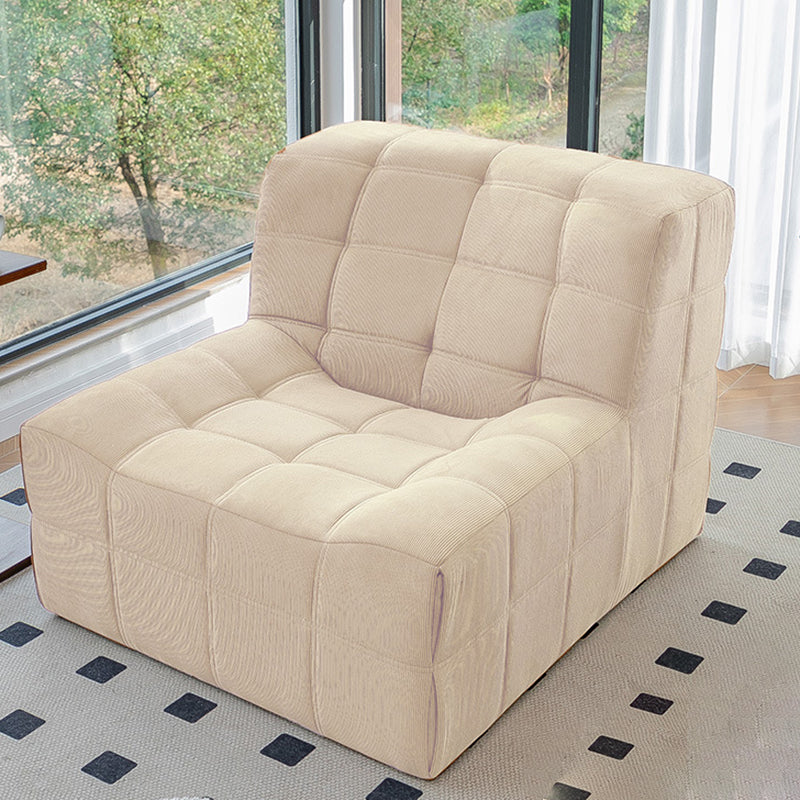 Nordic Corduroy Solid Wood Accent Chair — Light Gray