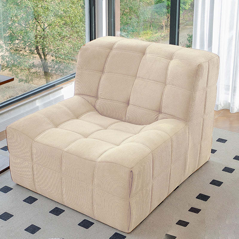 Nordic Corduroy Solid Wood Accent Chair — Light Gray