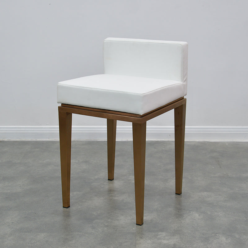 Nordic Leather Steel Low-Back Bar Stool — White