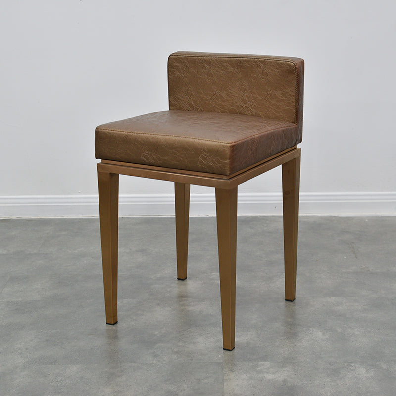 Nordic Leather Steel Low-Back Bar Stool — Red