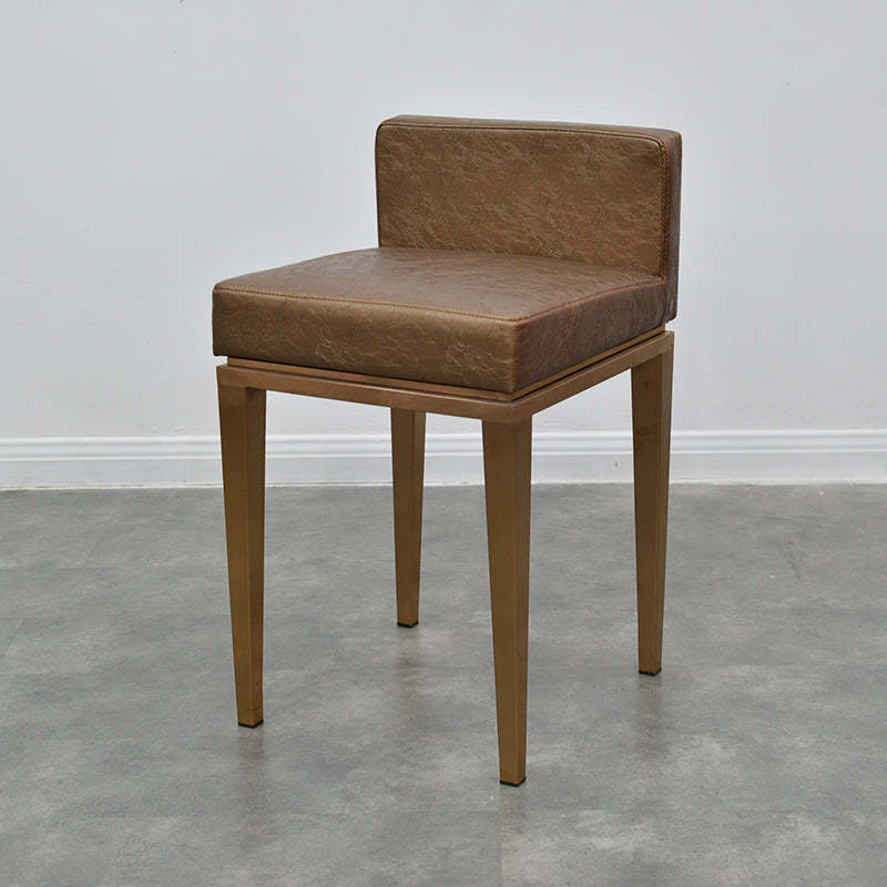 Nordic Leather Steel Low-Back Bar Stool — Red