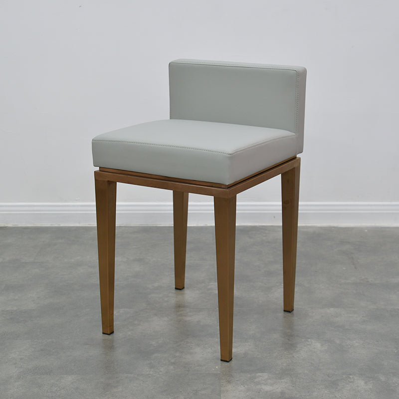 Nordic Leather Steel Low-Back Bar Stool — Dark Gray