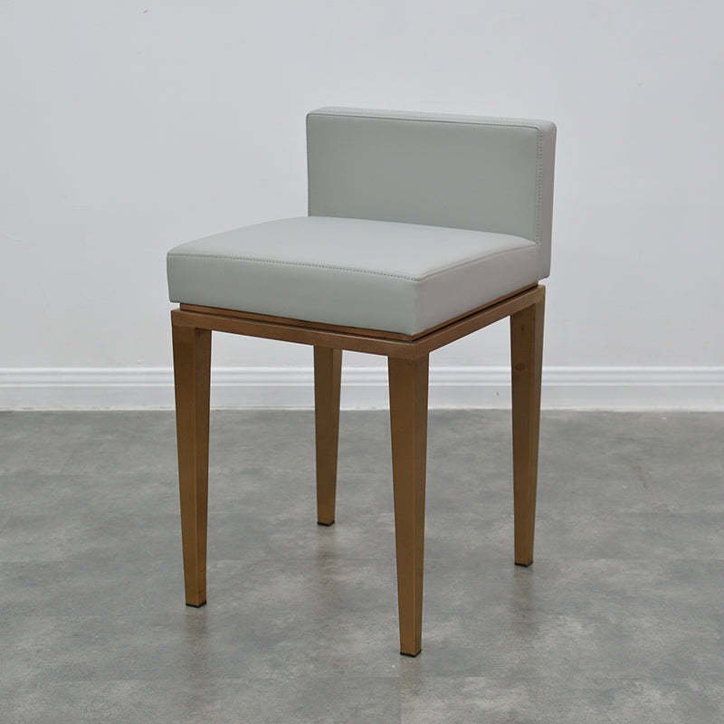 Nordic Leather Steel Low-Back Bar Stool — Dark Gray