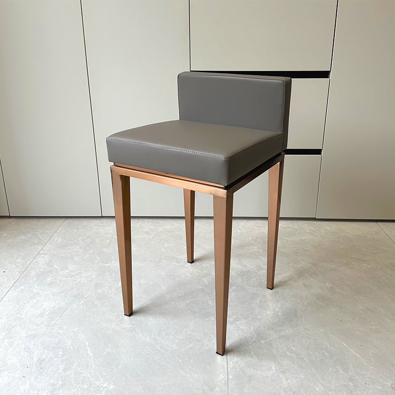 Nordic Leather Steel Low-Back Bar Stool