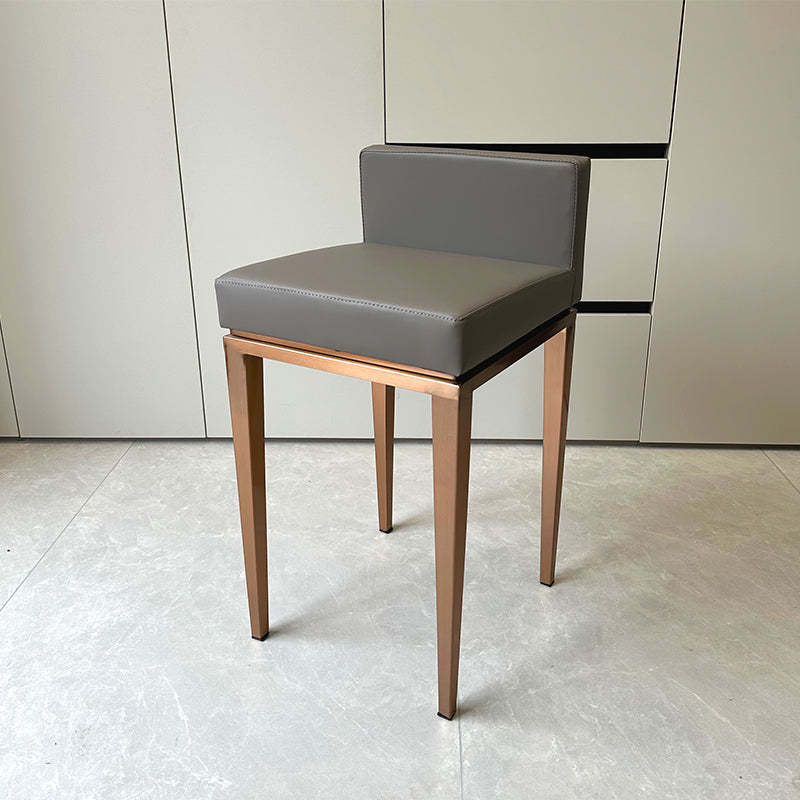Nordic Leather Steel Low-Back Bar Stool