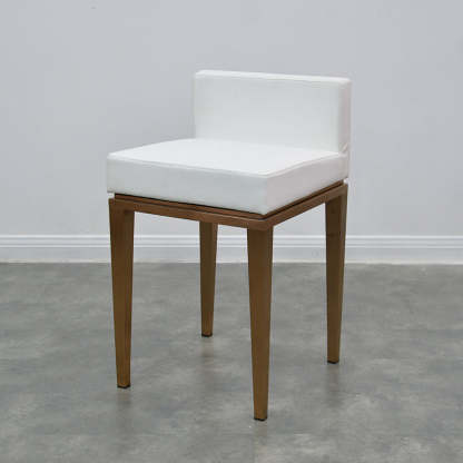 Nordic Leather Steel Low-Back Bar Stool — White