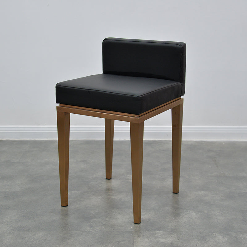 Nordic Leather Steel Low-Back Bar Stool — Black
