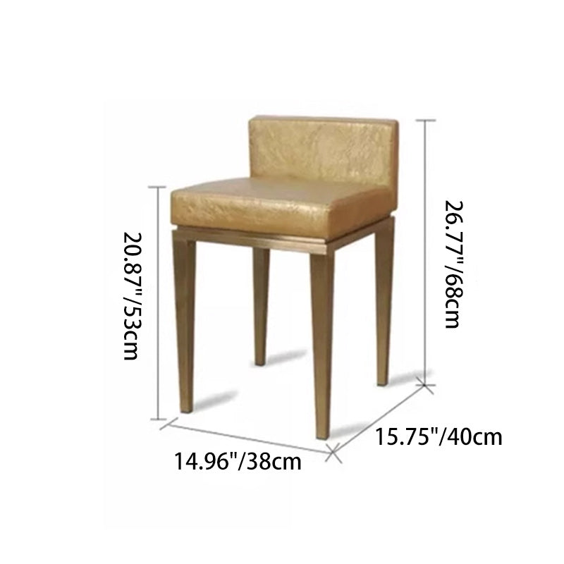 Nordic Leather Steel Low-Back Bar Stool — Orange