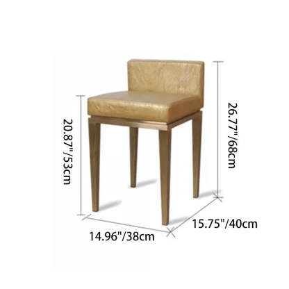 Nordic Leather Steel Low-Back Bar Stool — Orange