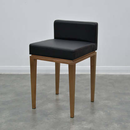 Nordic Leather Steel Low-Back Bar Stool — Black